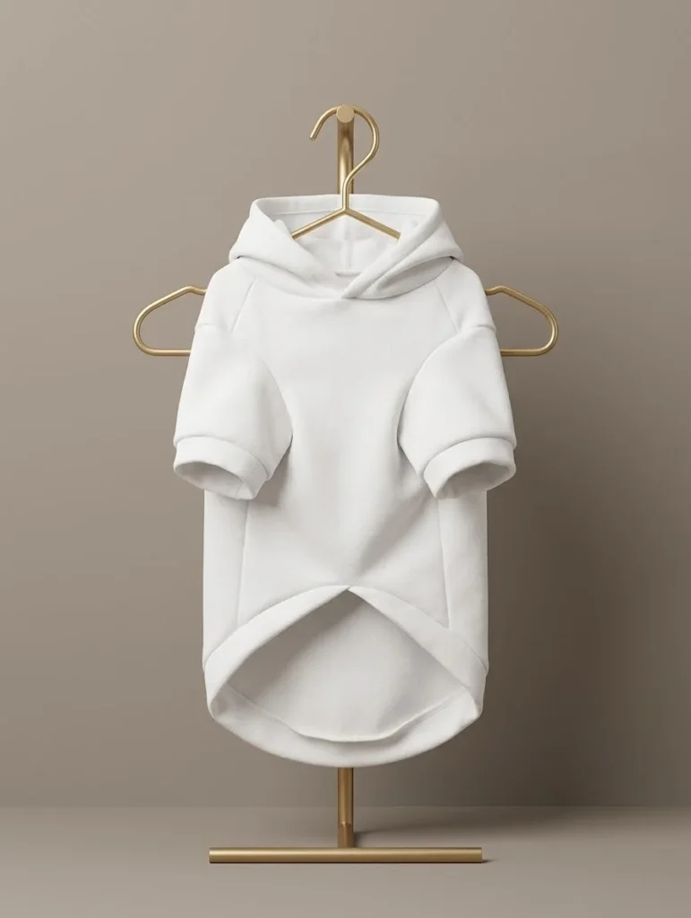 Hoodie Mini Boss blanc pour petit chien vu de face